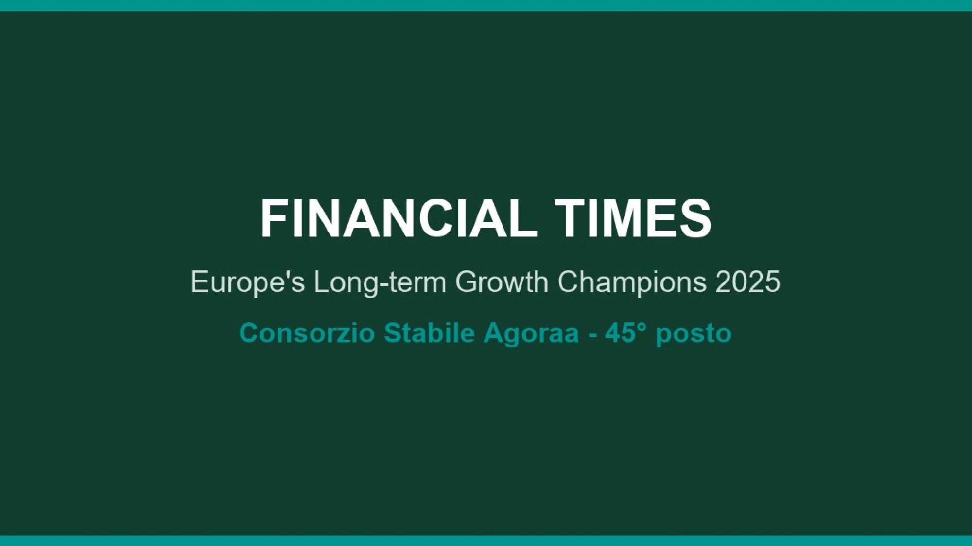 Financial Times - Financial Times: Agoraa tra gli “Europe's Long-term Growth Champions”