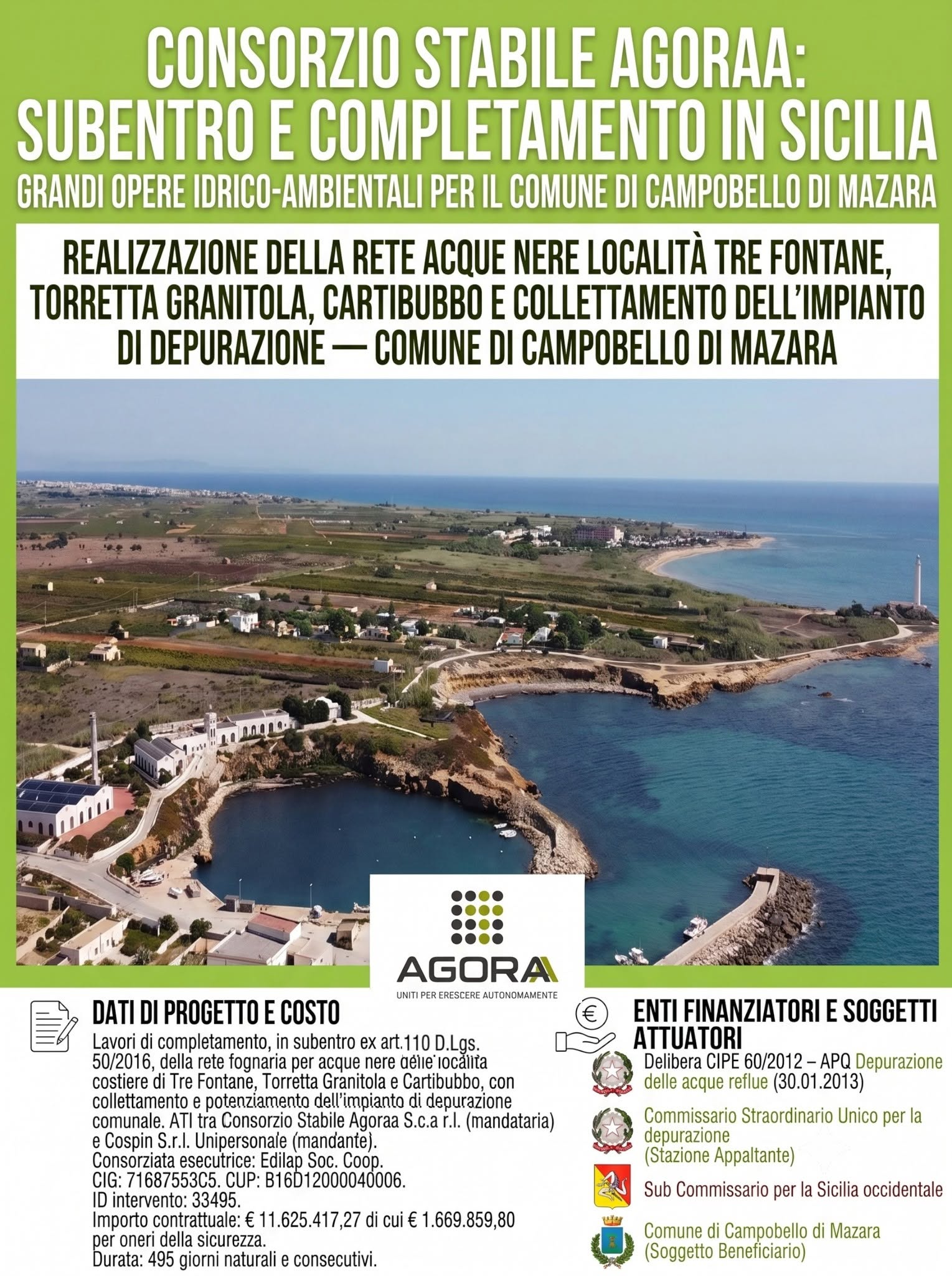 Scheda tecnica e dati di progetto: rete acque nere e impianto di depurazione a Campobello di Mazara
