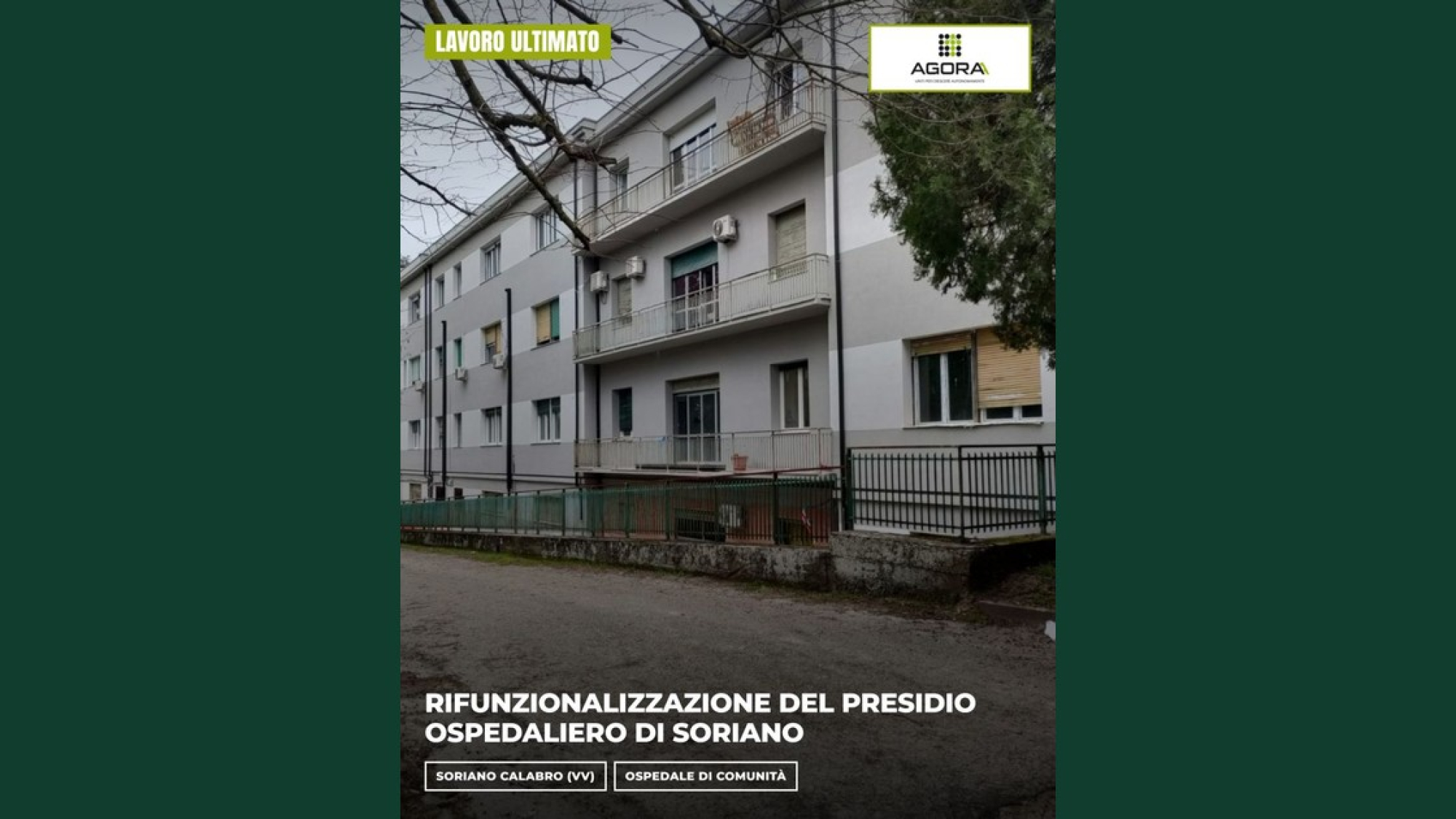 Soriano Calabro: ultimato il nuovo Ospedale di Comunità del presidio ospedaliero