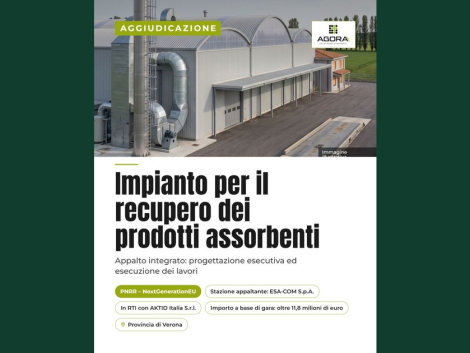 Agoraa si aggiudica l'appalto per l'impianto di recupero dei prodotti assorbenti in provincia di Verona